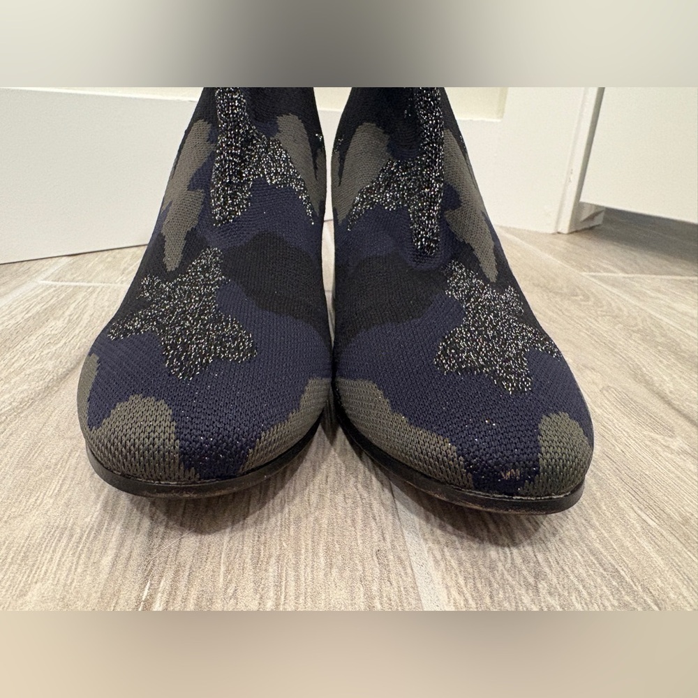 Zadig & Voltaire Blue/Black Camouflage Print Canvas Heel Ankle Boots Size 8 (39) - Picture 9 of 12